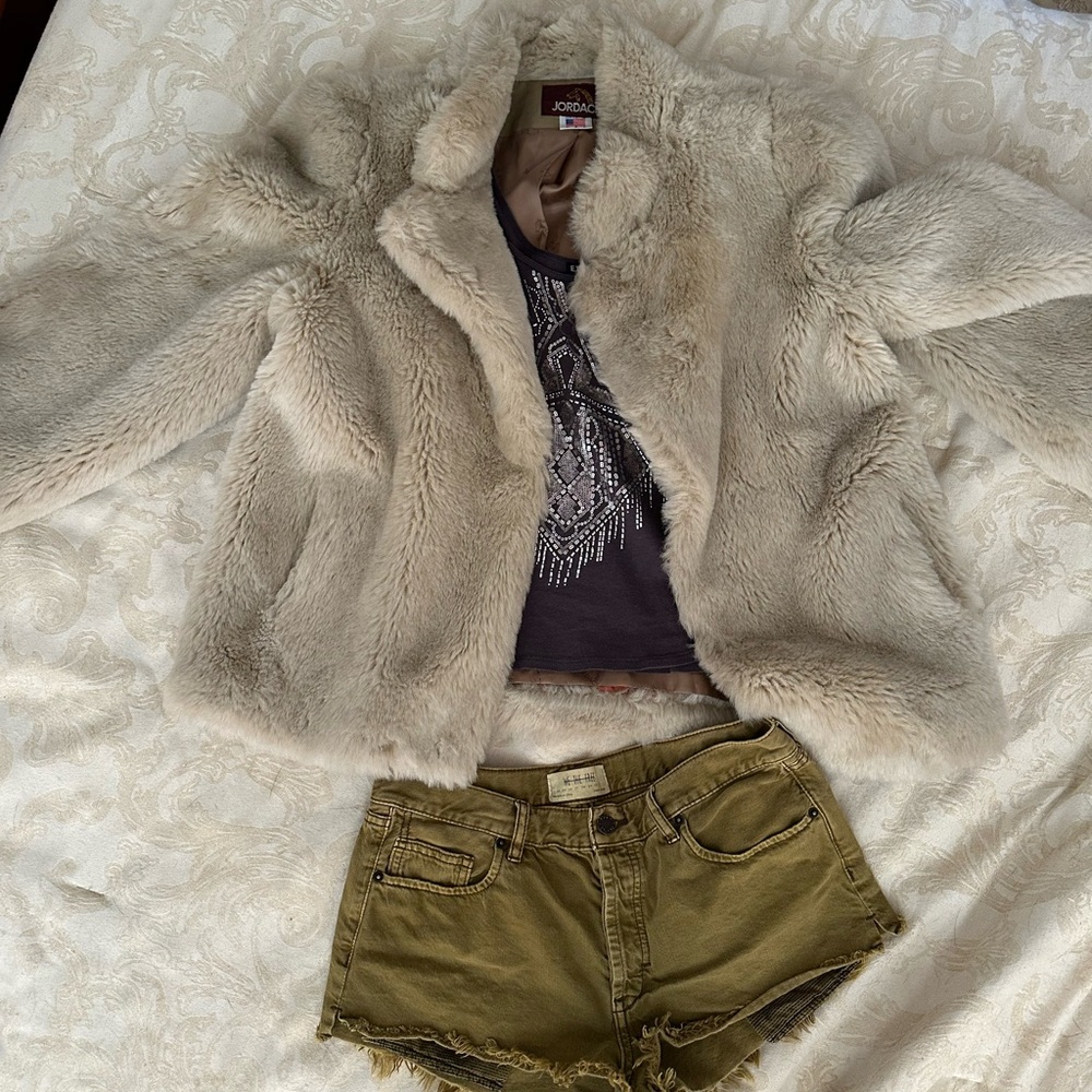 Jordasche Cream Faux Fur Jacket